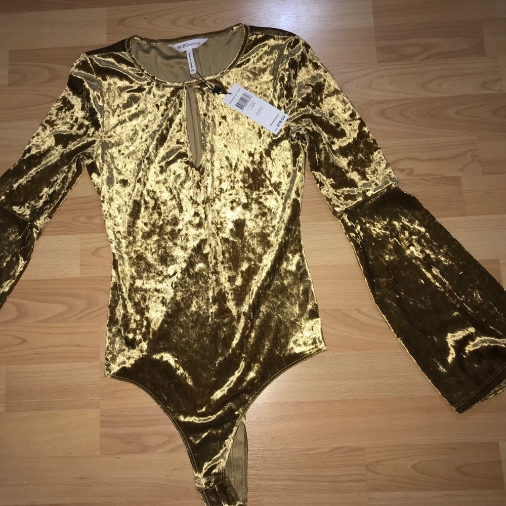 Sexy BCBG body suit, bell shaped sleeves